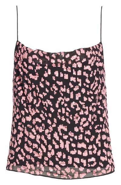 Shop Alice And Olivia Harmon Embellished Drapey Camisole In Black/ Rose