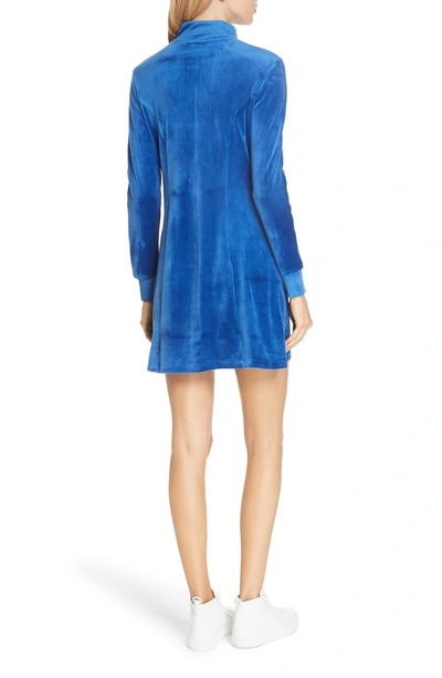 Shop Opening Ceremony Logo Trim Velour Dress In Pacific