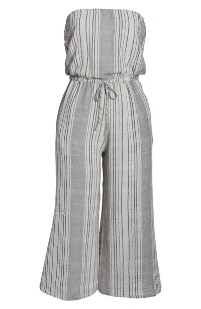 Shop Elan Strapless Cover-up Culotte Jumpsuit In White/ Black Stripe