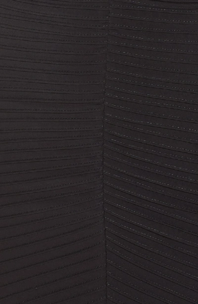 Shop Tadashi Shoji Pintuck High/low Midi Dress In Black