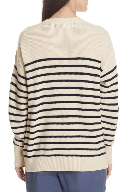 Shop Polo Ralph Lauren Stripe Wool Sweater In Cream/ Navy