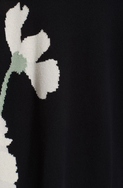 Shop Valentino Cashmere Floral Intarsia Sweater In Black