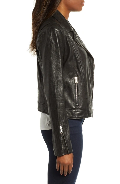 Shop Andrew Marc Washed Nappa Leather Moto Jacket In Black