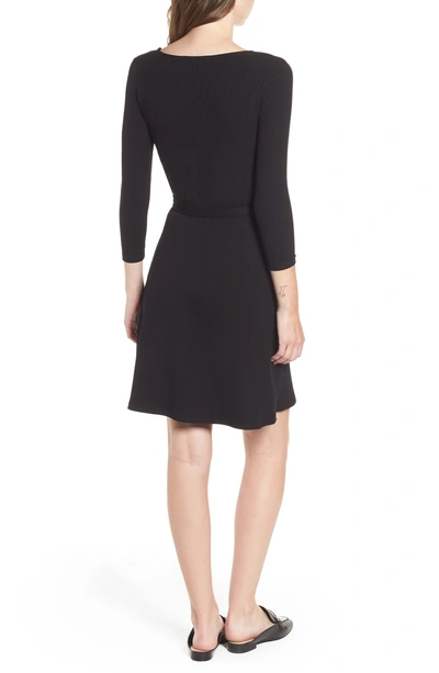 Shop Amour Vert Theodora Rib Wrap Dress In Black