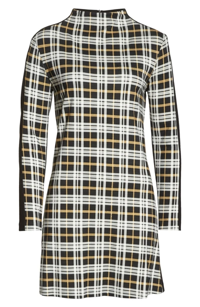 Shop French Connection Lula Plaid Mix Media Shift Dress In Black Multi