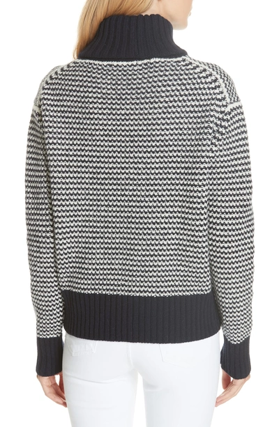 Shop Daughter Roshin Textured Roll Neck Wool Sweater In Navy/ Ecru