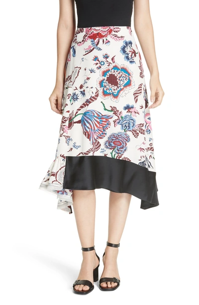 Shop Tory Burch Floral Silk Midi Skirt In Midnight Happy Times