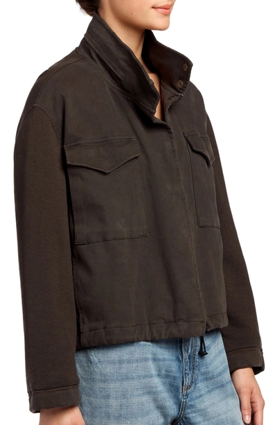 Shop James Perse Mixed Media Army Jacket In Cast Iron