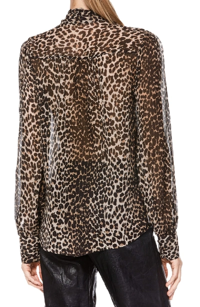 Shop Paige Cleobelle Silk Blouse In Natural Leopard