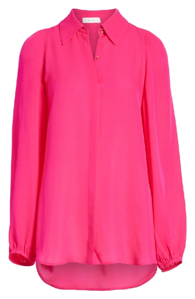 Shop A.l.c Lori Silk Blouse In Fluro Pink