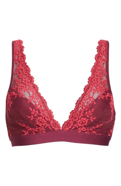 Shop Wacoal 'embrace Lace' Deep-v Bralette In Purple Potion/ Cerise