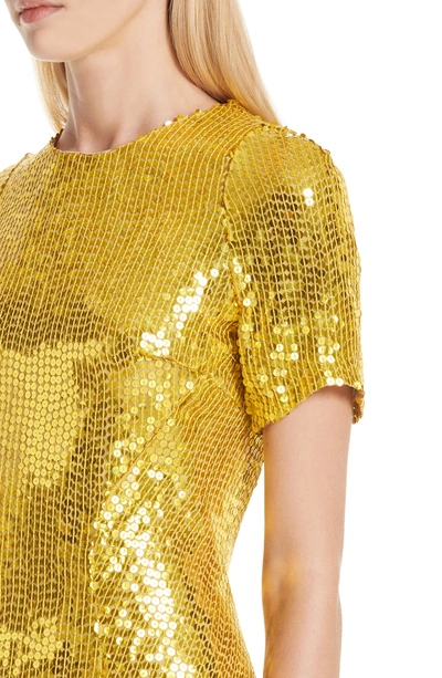 Shop Galvan Clara Sequin Minidress In Yellow