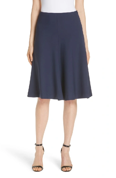 Shop Milly Stretch Crepe Bell Skirt In Navy