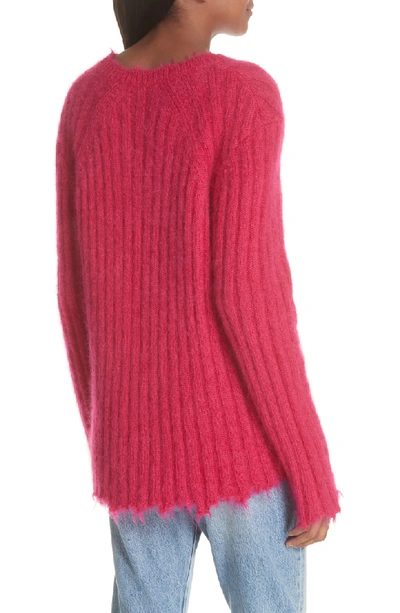 Shop Iro Grunge Destroyed Edge Mohair & Wool Blend Sweater In Fuchsia