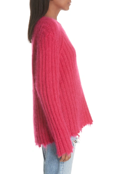 Shop Iro Grunge Destroyed Edge Mohair & Wool Blend Sweater In Fuchsia