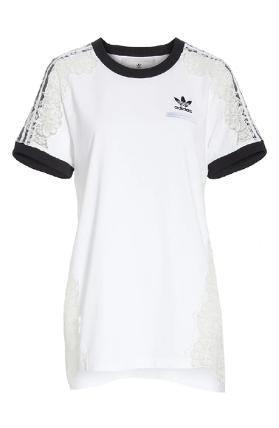 Shop Stella Mccartney Lace Inset Adidas Logo Tee In Pure White