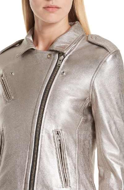 Shop Iro Leather Moto Jacket In Golden Brown