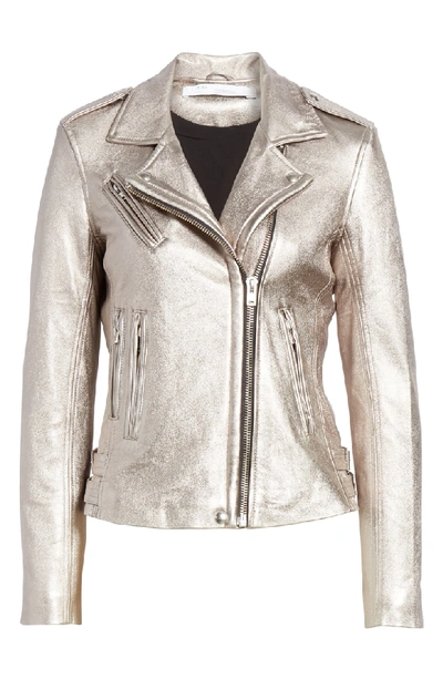 Shop Iro Leather Moto Jacket In Golden Brown