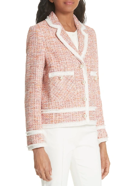 Shop Helene Berman Boxy Tweed Jacket In Orange