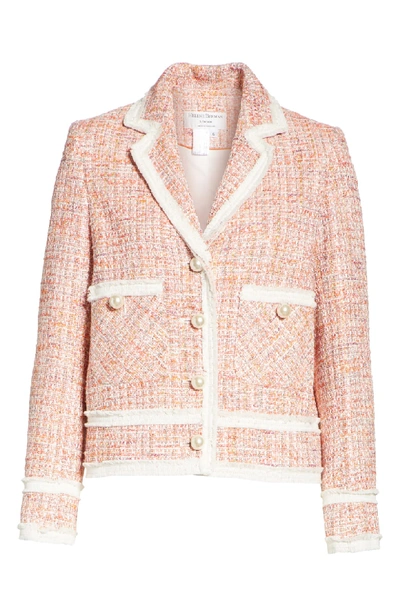 Shop Helene Berman Boxy Tweed Jacket In Orange