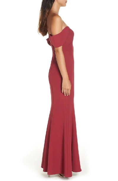 Shop Wayf The Lucy Strapless Trumpet Gown In Crimson