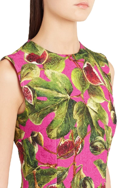 Shop Dolce & Gabbana Fig Print Brocade A-line Dress In Pink