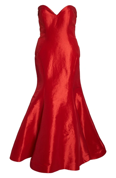 Shop Mac Duggal Bustier Mermaid Gown In Red