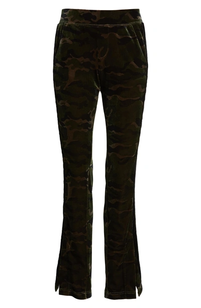 Shop Pam & Gela Side Slit Velour Track Pants In Camo Print