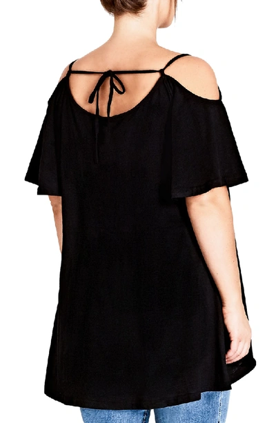 Shop City Chic Cold Shoulder Tunic In Black