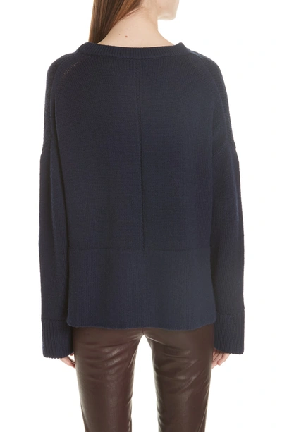 Shop Grey Jason Wu Aquila Button Sleeve Merino Wool Sweater In Dark Pine