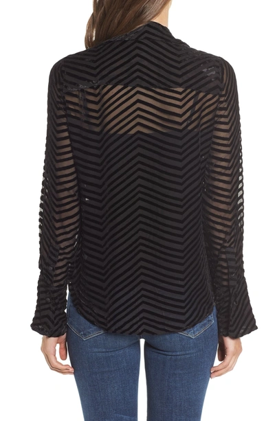 Shop Paige Toscani Velvet Stripe Blouse In Black