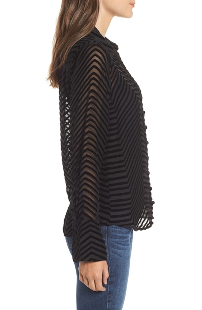 Shop Paige Toscani Velvet Stripe Blouse In Black