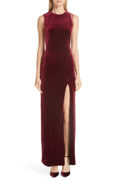 Shop Galvan Crescent Back Cutout Gown In Wine