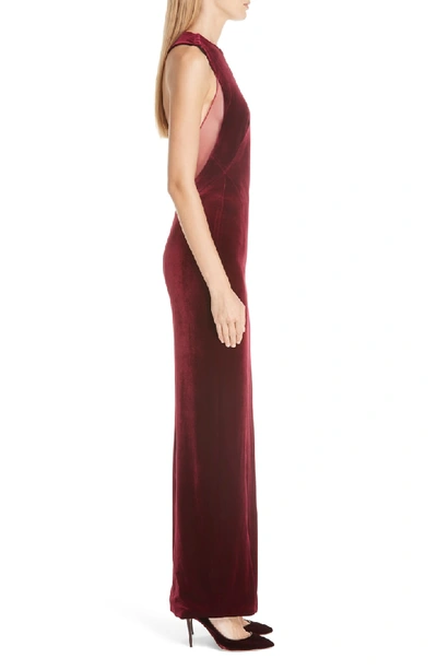 Shop Galvan Crescent Back Cutout Gown In Wine