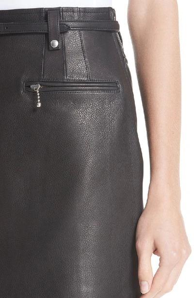 Shop Alexander Wang Leather Moto Skirt In Black