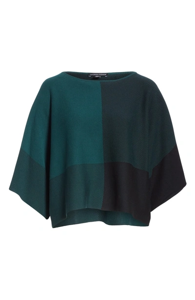 Shop Eileen Fisher Colorblock Tencel Lyocell Sweater In Pine