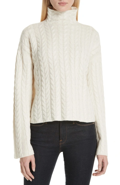 Shop Theory Cable Cashmere Sweater In Ivory/ Ivory