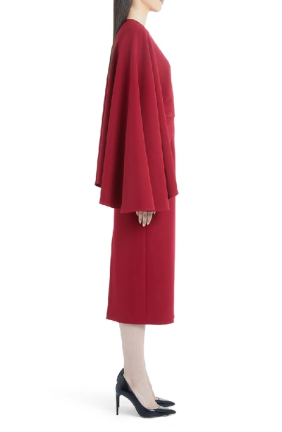 Shop Sara Battaglia Cape Sleeve Sheath Dress In Red