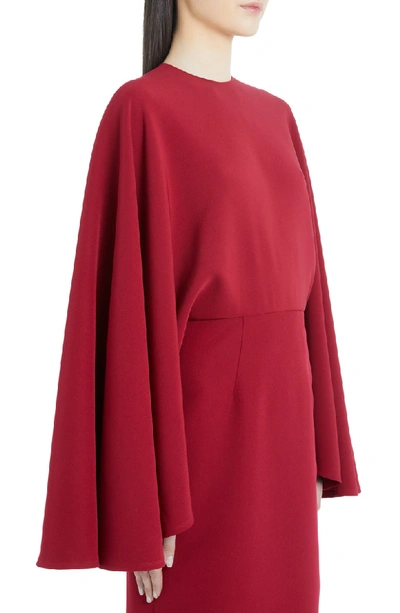 Shop Sara Battaglia Cape Sleeve Sheath Dress In Red