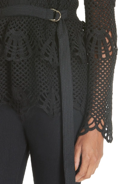 Shop Self-portrait Crochet Top In Black
