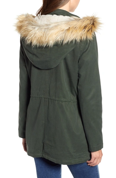 Shop Cupcakes And Cashmere Faux Shearling Lined Anorak With Removable Hood In Army