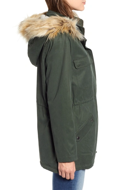 Shop Cupcakes And Cashmere Faux Shearling Lined Anorak With Removable Hood In Army