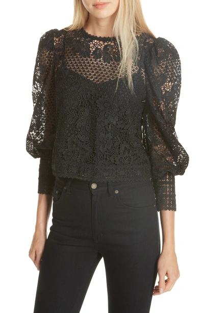 Shop Joie Rodia Lace Blouse In Caviar