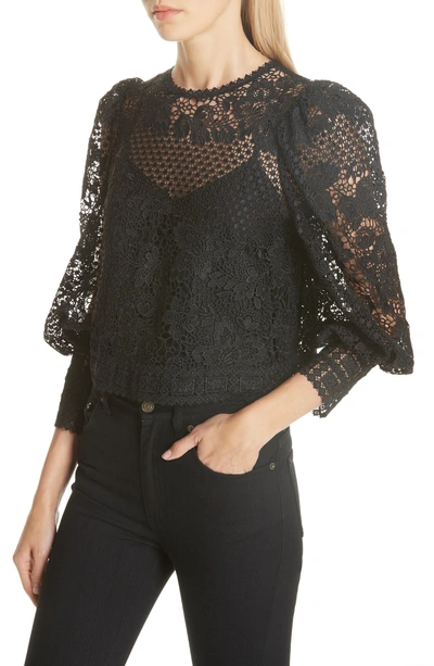 Shop Joie Rodia Lace Blouse In Caviar