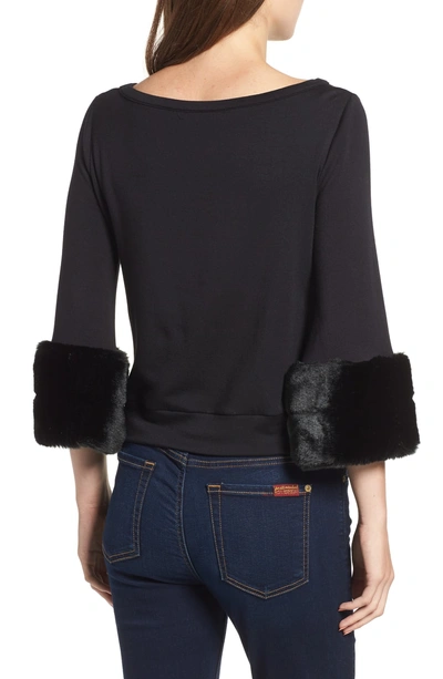 Shop Bailey44 Freestyle Faux Fur Cuff Sweatshirt In Black