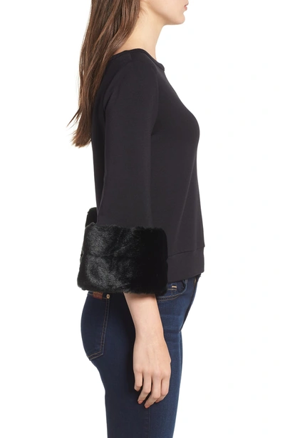 Shop Bailey44 Freestyle Faux Fur Cuff Sweatshirt In Black