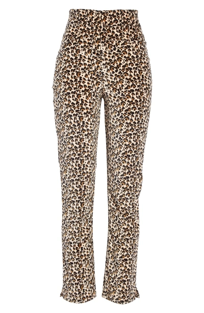 Shop Rebecca Taylor Leopard Print Stretch Velvet Pants In Caramel Combo