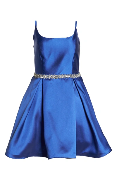 Shop Mac Duggal Beaded Belt Fit And Flare Dress In Royal