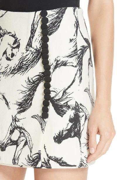 Shop Adam Lippes Horse Print Faux Wrap Miniskirt In Ivory Pony