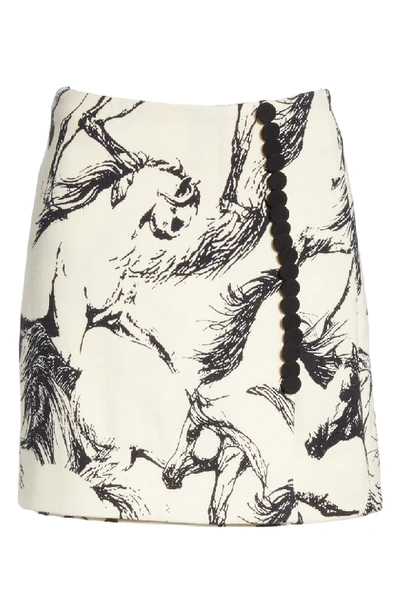 Shop Adam Lippes Horse Print Faux Wrap Miniskirt In Ivory Pony